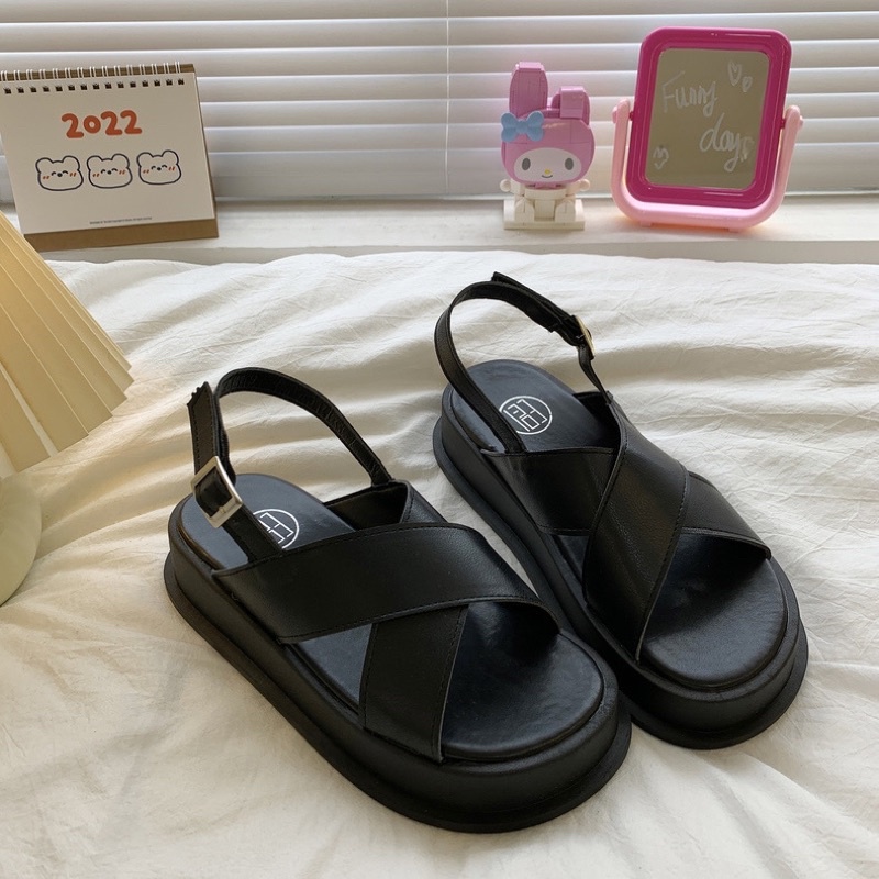 Sandal Quai Chéo Đế Cao 4cm Phong Cách Hàn Quốc M71