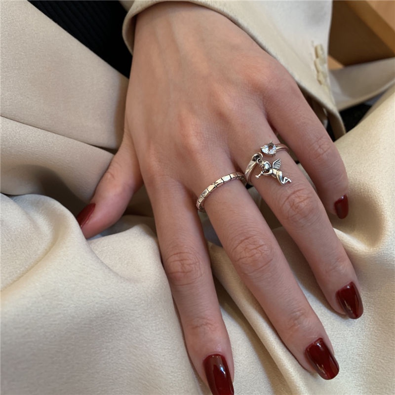 Nhẫn Mạ Bạc 925 Dáng Vuông Sang Trọng Thời Trang Cho Nữ