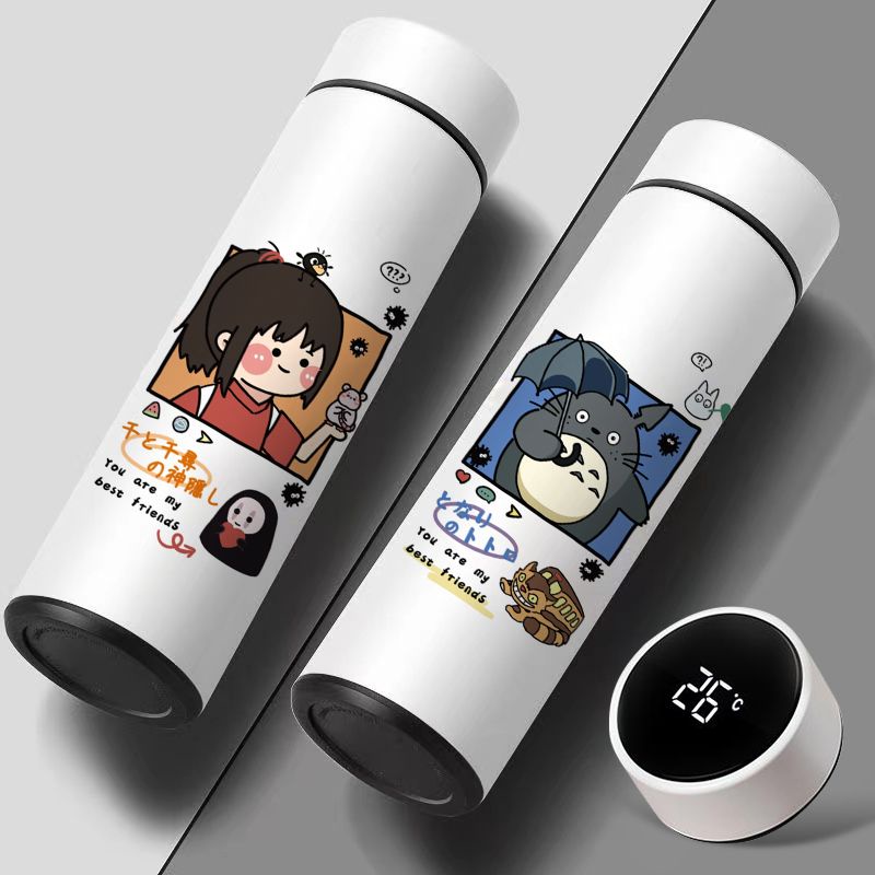 Bình Nước Cách Nhiệt Thông Minh Hình Anime Spirited Away Chihiro Totoro Cho Học Sinh