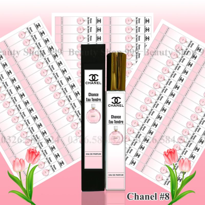 Nhãn chai chiết 𝐂𝐇𝐀𝐍𝐄𝐋 cán bóng không phai màu