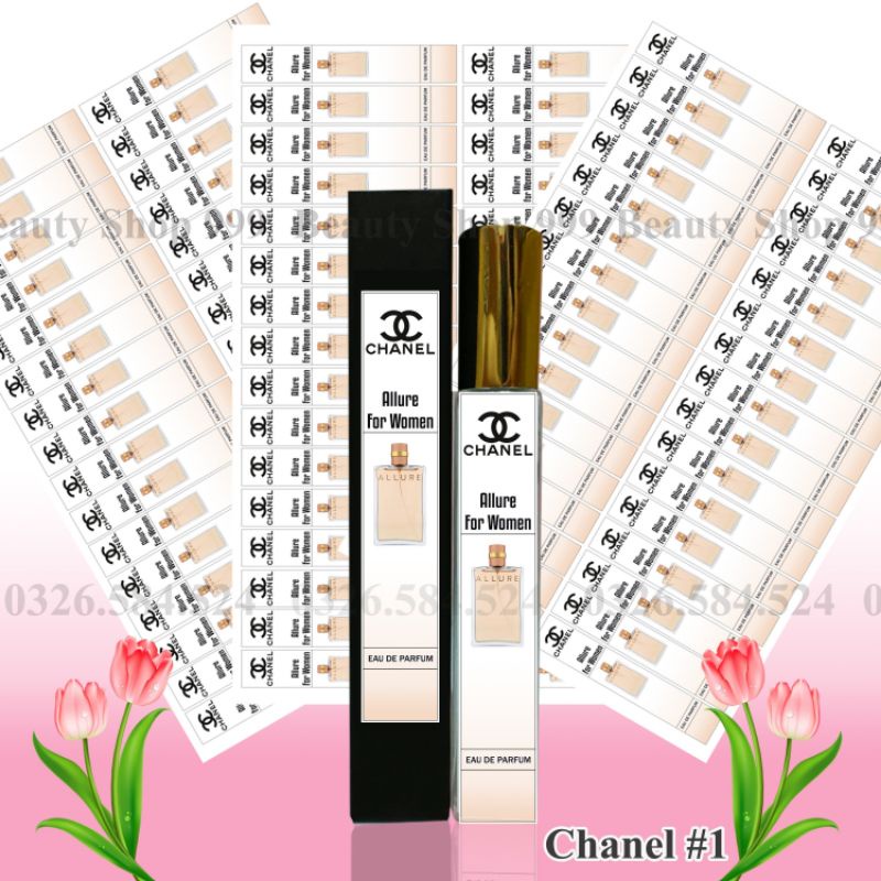Nhãn chai chiết 𝐂𝐇𝐀𝐍𝐄𝐋 cán bóng không phai màu