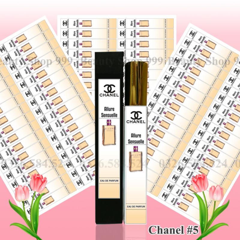 Nhãn chai chiết 𝐂𝐇𝐀𝐍𝐄𝐋 cán bóng không phai màu