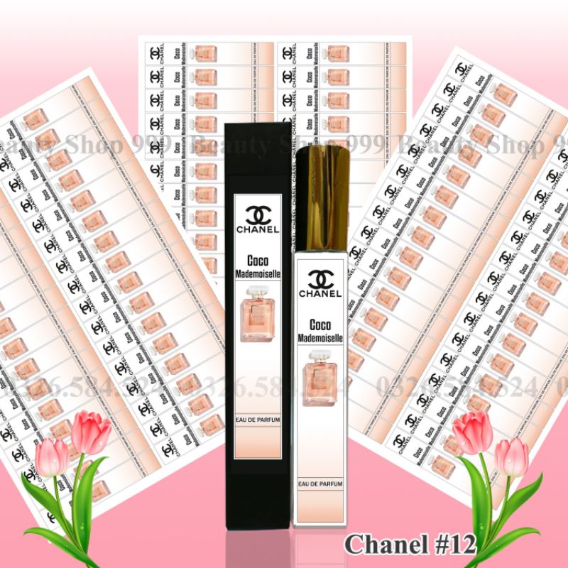 Nhãn chai chiết 𝐂𝐇𝐀𝐍𝐄𝐋 cán bóng không phai màu