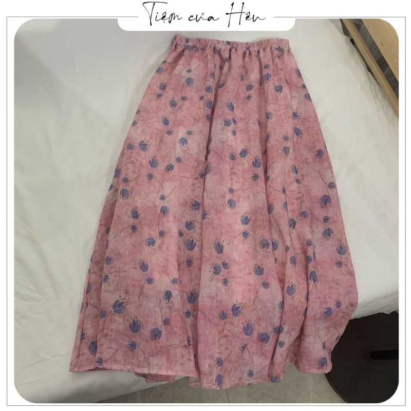 Chân váy von cát dáng chữ A 2 lớp, tone màu vintage