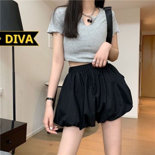 QN12 Quần đùi nữ bí ngô thể thao ống rộng cạp cao sành điệu DIVA