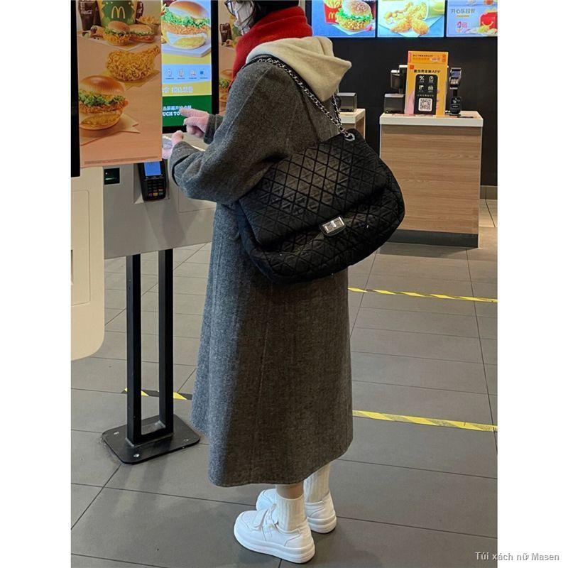 Hàn Quốc Washed Denim Túi Hình Thoi Dây Đeo Vai Túi Tote Dung Tích Lớn Túi Lớn🌷HÀNG CÓ SẴN🔥