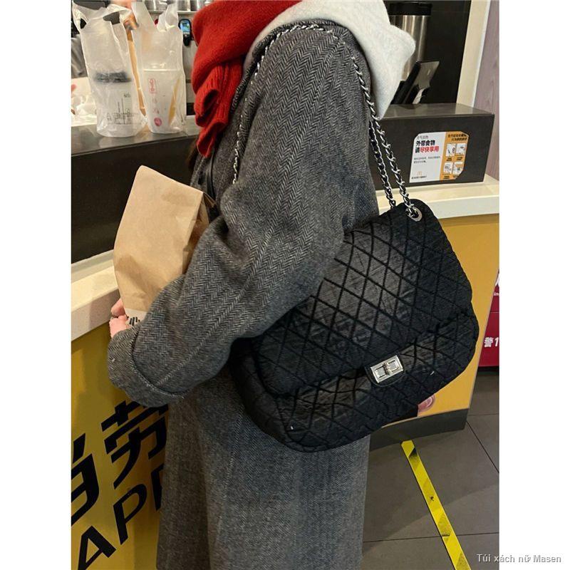 Hàn Quốc Washed Denim Túi Hình Thoi Dây Đeo Vai Túi Tote Dung Tích Lớn Túi Lớn🌷HÀNG CÓ SẴN🔥