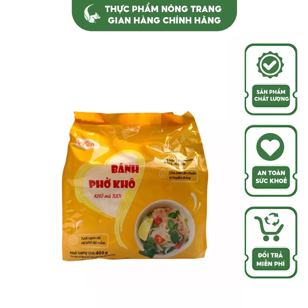 Bánh phở Vione 400g phở khô mà tươi, sợi trắng, thơm dai mềm chế biến siêu nhanh, không cần chần qua nước sôi