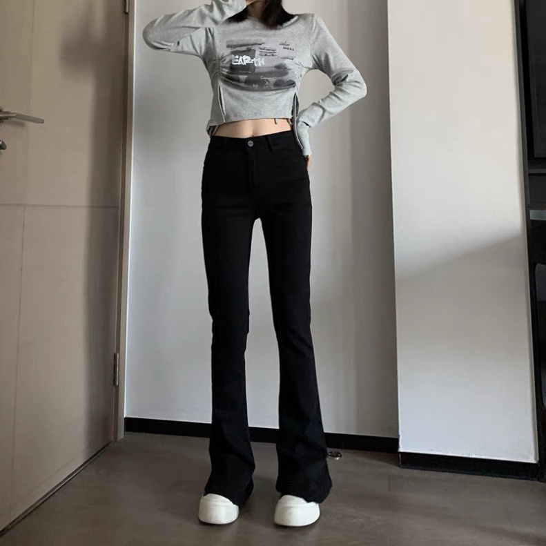 Quần ống rộng cạp cao hàng hóa mới KING168, quần jean nữ ống rộng lưng cao J2 A0532