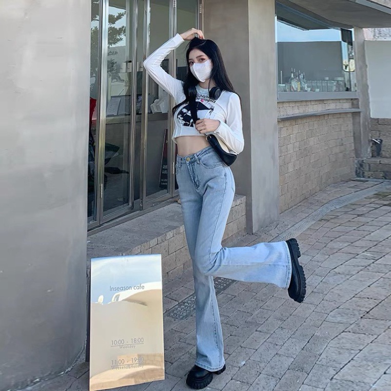 Quần ống rộng cạp cao hàng hóa mới KING168, quần jean nữ ống rộng lưng cao J2 A0532 | BigBuy360 - bigbuy360.vn