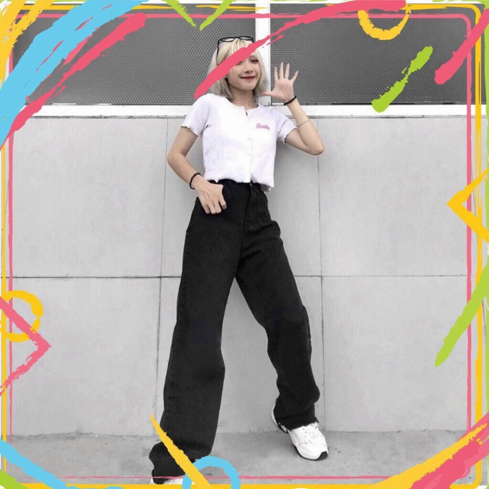 Quần jean baggy nữ ống loe King168, quần baggy nữ kéo dãn nhẹ mẫu JN17 A0532