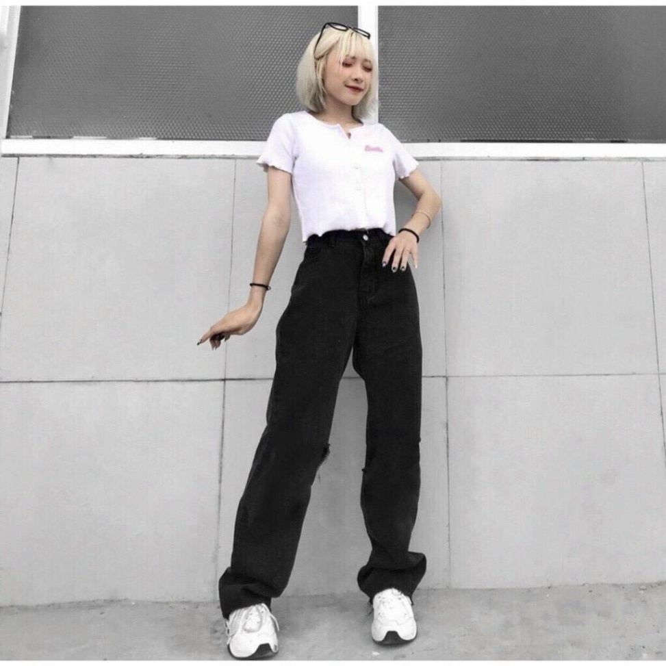 Quần jean baggy nữ ống loe King168, quần baggy nữ kéo dãn nhẹ mẫu JN17 A0532 | BigBuy360 - bigbuy360.vn