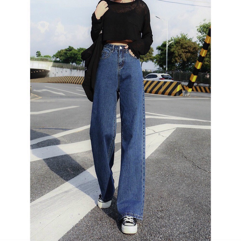 Quần jean baggy nữ ống loe King168, quần baggy nữ kéo dãn nhẹ mẫu JN17 A0532 | BigBuy360 - bigbuy360.vn