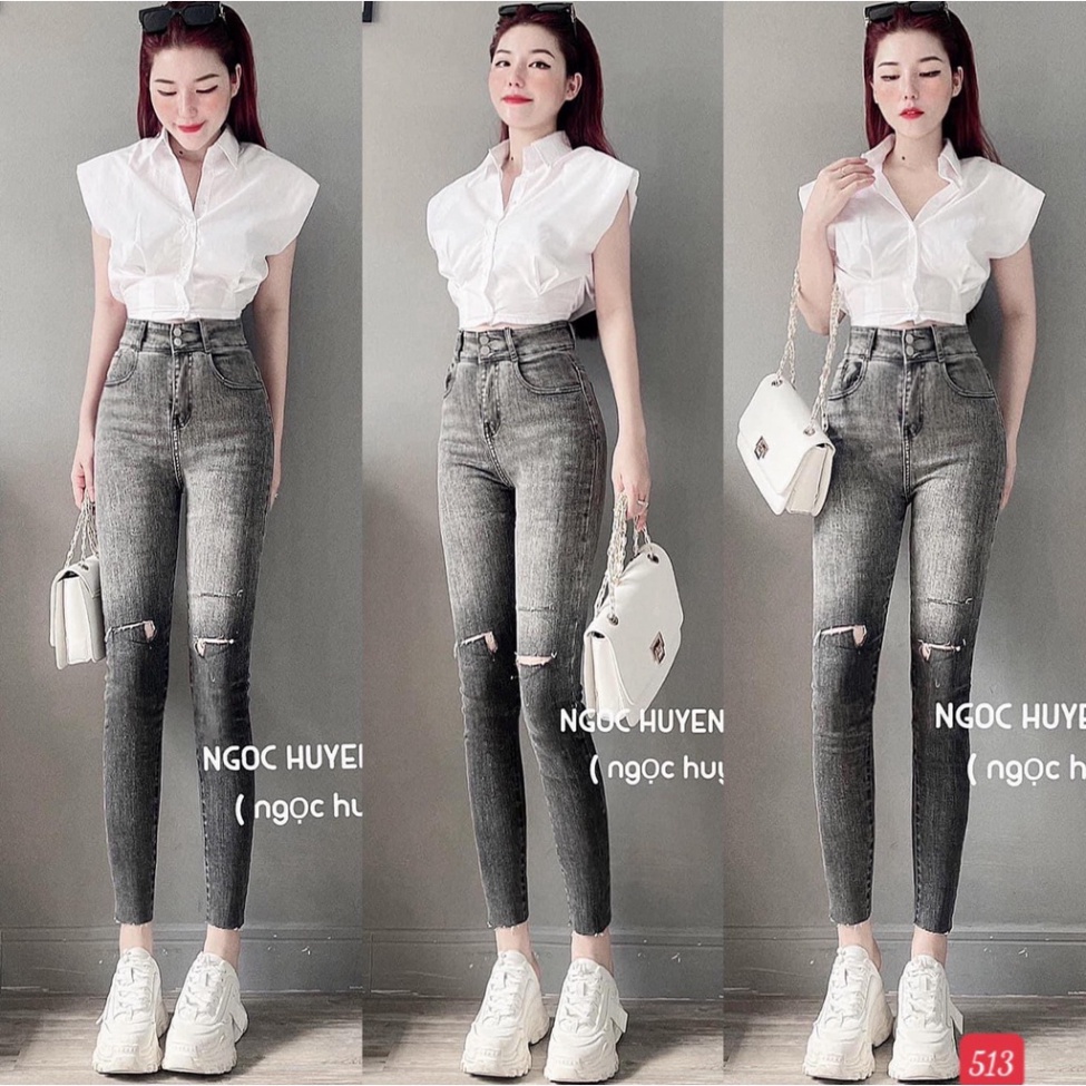 Quần jean nữ lưng cao co và giãn cao cấp, quần jeans nữ cạp cao King168 MS05 A0532 | BigBuy360 - bigbuy360.vn