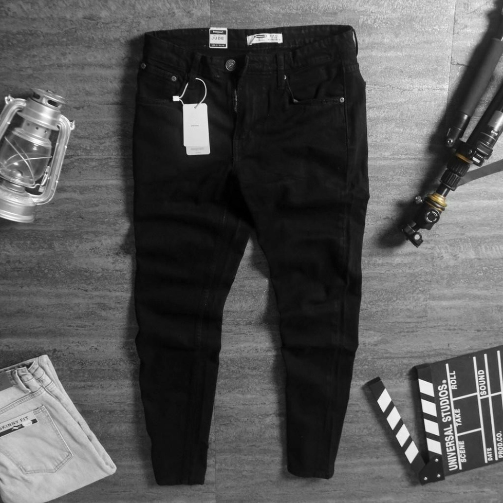 Quần jean nam đen trơn thời thượng chất bò đẹp rách đầu gối co giãn ông suông korea King168 MN05 A0532 | BigBuy360 - bigbuy360.vn