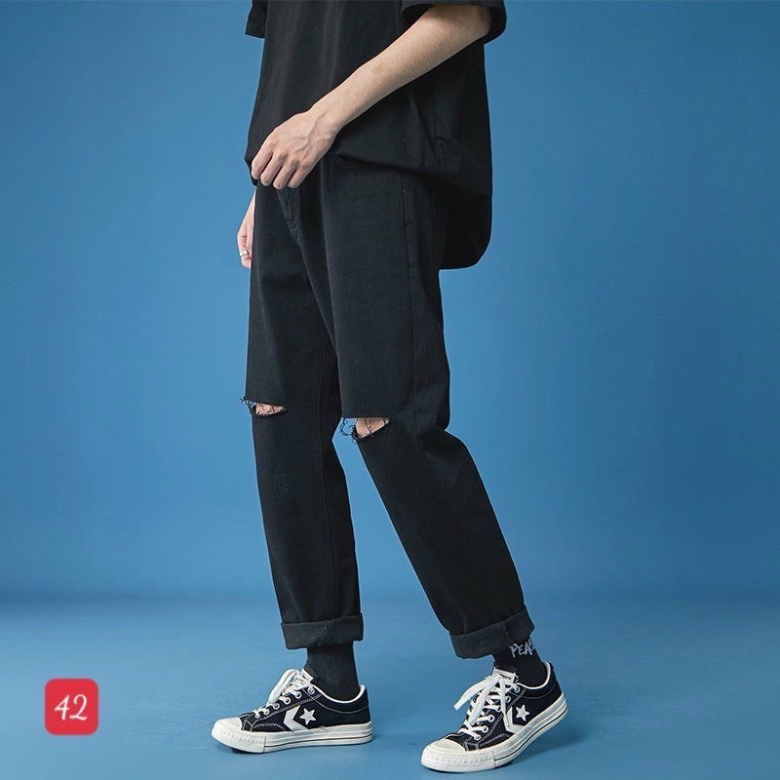 Quần baggy nam ống rộng chất jean suông rách gối, phong thái korea thời thượng King168 MS801 A0532 | BigBuy360 - bigbuy360.vn