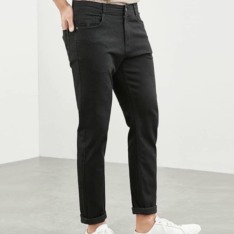 Quần jean nam đen trơn thời thượng chất bò đẹp rách đầu gối co giãn ông suông korea King168 MN06 A0532 | BigBuy360 - bigbuy360.vn