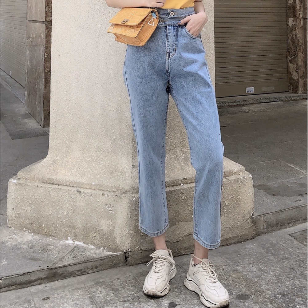 Quần jean nữ baggy King168, quần nữ kéo dãn nhẹ mẫu THU75 A0532