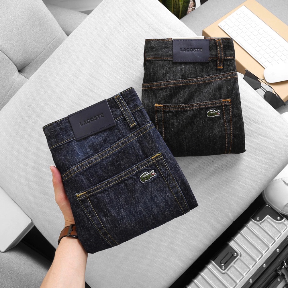 Quần Short Jean nam Lacoste xịn logo cá sấu thêu 2 túi trước 2 túi sau 2 màu - thời trang nam 2023