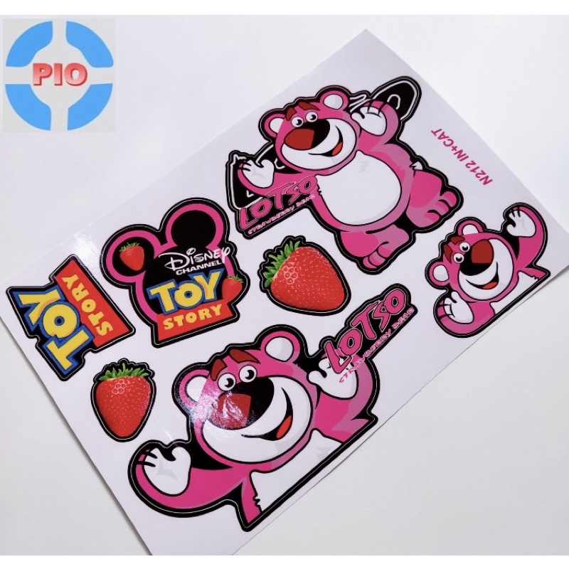 Tem decal gấu dâu tây/ gấu Lotso cute/ gấu dâu dán xe máy, laptop, nón bảo hiểm trang trí tất cả các bề mặt