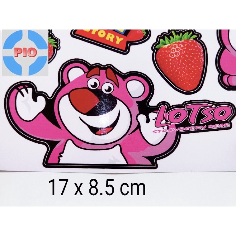 Tem decal gấu dâu tây/ gấu Lotso cute/ gấu dâu dán xe máy, laptop, nón bảo hiểm trang trí tất cả các bề mặt
