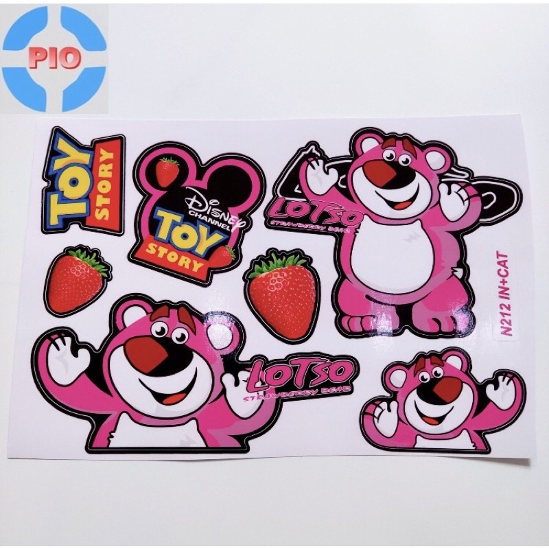 Tem decal gấu dâu tây/ gấu Lotso cute/ gấu dâu dán xe máy, laptop, nón bảo hiểm trang trí tất cả các bề mặt