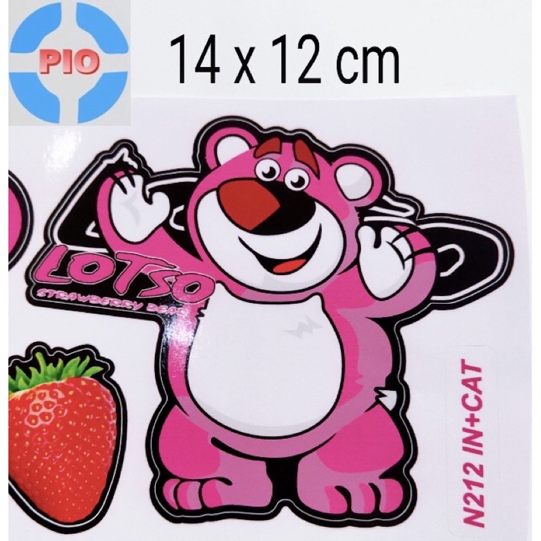 Tem decal gấu dâu tây/ gấu Lotso cute/ gấu dâu dán xe máy, laptop, nón bảo hiểm trang trí tất cả các bề mặt