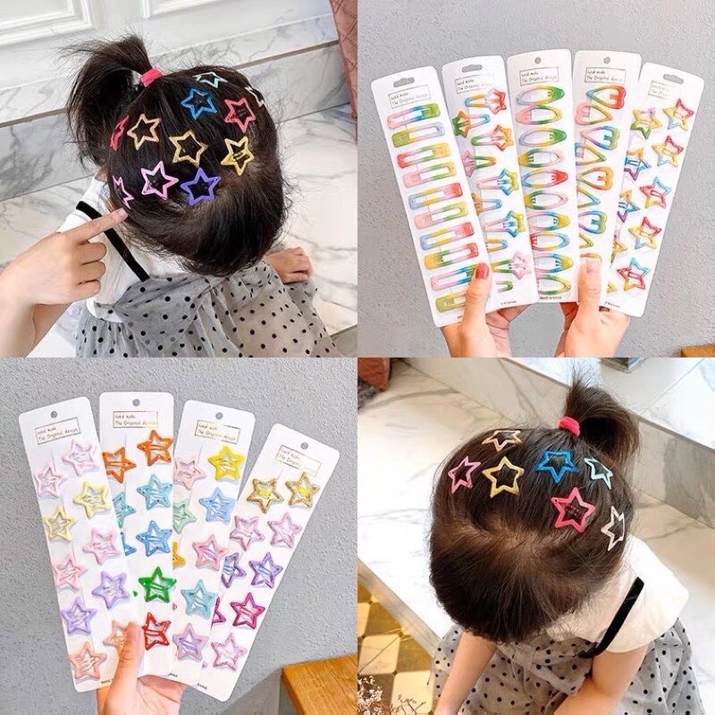 Set 10 kẹp tóc mái hình sao đáng yêu cho bé gái