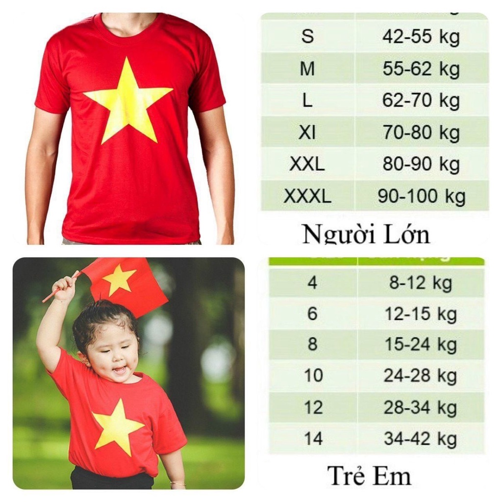 Áo Phông Việt Nam Cờ Đỏ Sao Vàng Chất Thun Cotton Co Giãn Đồng Phục Gia Đình, Học Sinh, Du Lịch, Bóng Đá Đẹp