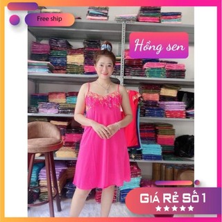 Đầm ngủ thun lạnh 2 dây phối ren size từ 40-75kg