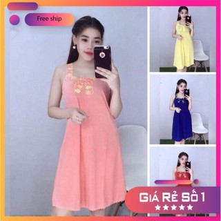 Đầm ngủ thun lạnh phối ren mặc mát + Đầm Bản Ren