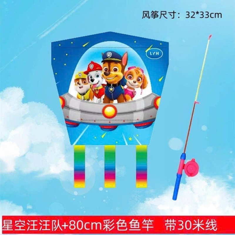 Đồ chơi thả diều có cần câu mini hoạ tiết hoạt hình dễ thương - dây dài 30m