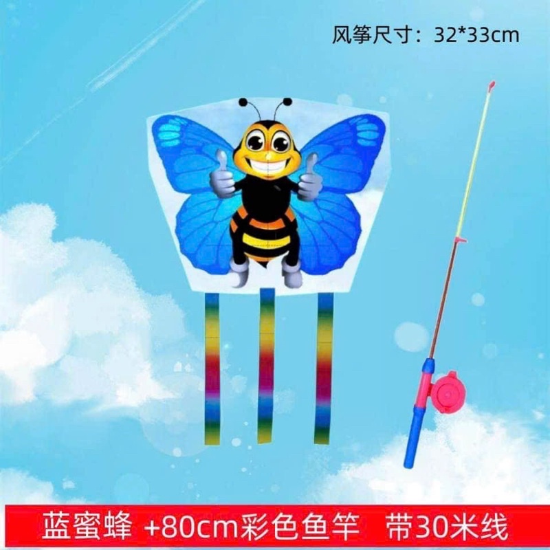 Đồ chơi thả diều có cần câu mini hoạ tiết hoạt hình dễ thương - dây dài 30m