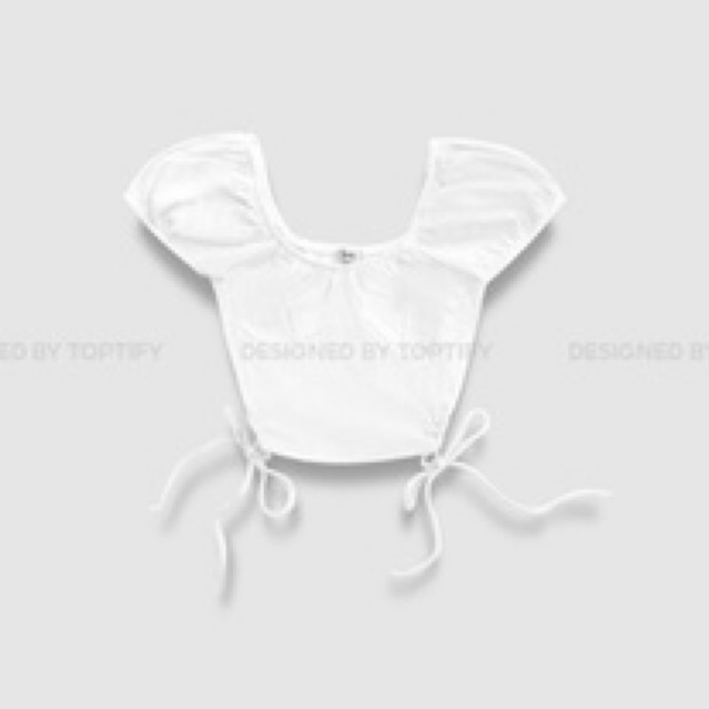 Pass Áo croptop nữ body trễ vai TOPTIFY cúp ngực khoen dây rút hai bên eo