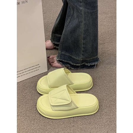 Dép lê Velcro đế dày nữ mặc ngoài hè