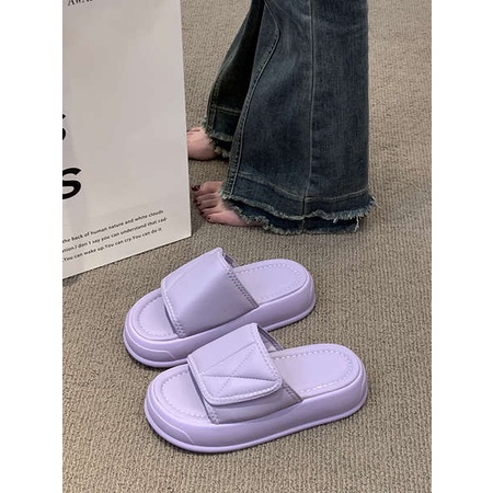 Dép lê Velcro đế dày nữ mặc ngoài hè