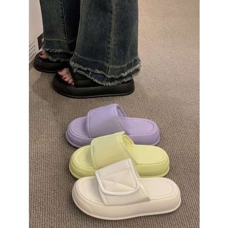 Dép lê Velcro đế dày nữ mặc ngoài hè
