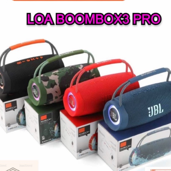 Loa Bluetooth Boombox 3 Pro Bass Mạnh Âm Thanh Lớn Cực Đỉnh Bluetooth 5.2 Thế Hệ Mới, tiện lợi mang theo