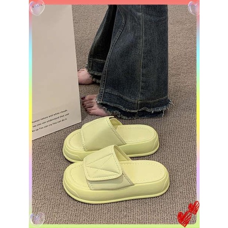 Dép lê Velcro đế dày nữ mặc ngoài hè