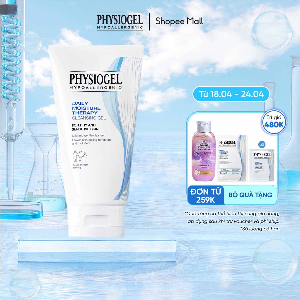 Gel rửa mặt dưỡng ẩm, dịu nhẹ cho da Physiogel Daily Moisture Therapy Facical Cleansing Gel dành cho da khô 150ml