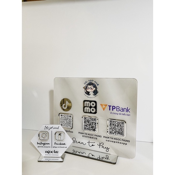 Bảng  -BẢNG QUÉT MÃ STK MICA - Dán nổi mica gương - Thiết kế miễn phí theo yêu cầu