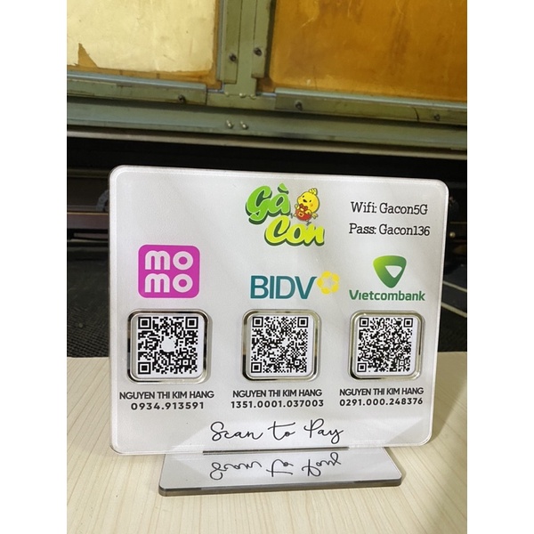 Bảng  -BẢNG QUÉT MÃ STK MICA - Dán nổi mica gương - Thiết kế miễn phí theo yêu cầu