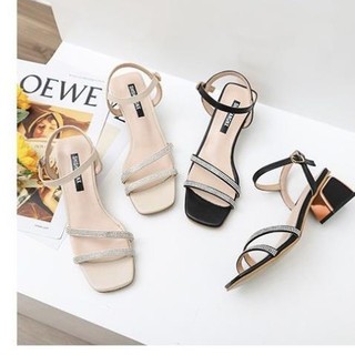 Giày cao Gót Vuông 5cm Quai mảnh xoàn ngang 2 dây chéo - SD92