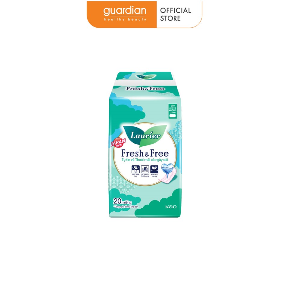 Băng vệ sinh Laurier Fresh&Free Siêu Mỏng Cánh 22cm (20 miếng)