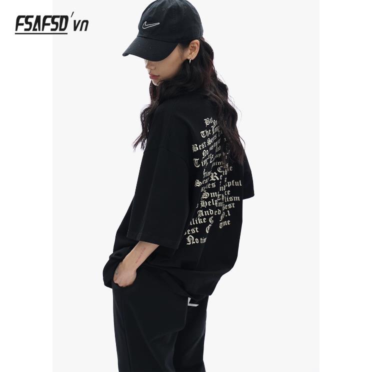 Áo Thun 100% Cotton Tay Ngắn In Chữ Thời Trang Xuân Hè 2023 Dành Cho Nam Nữ