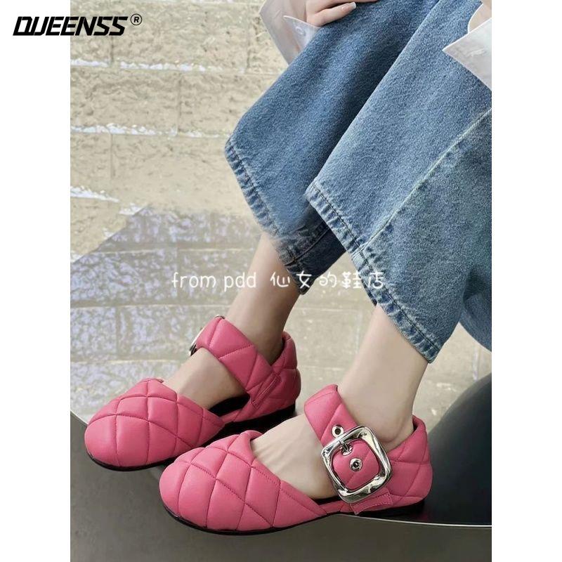 Giày Sandal Búp Bê Mary Jane Đầu To Viền Phẳng Phong Cách Mới Xuân Hè 2023