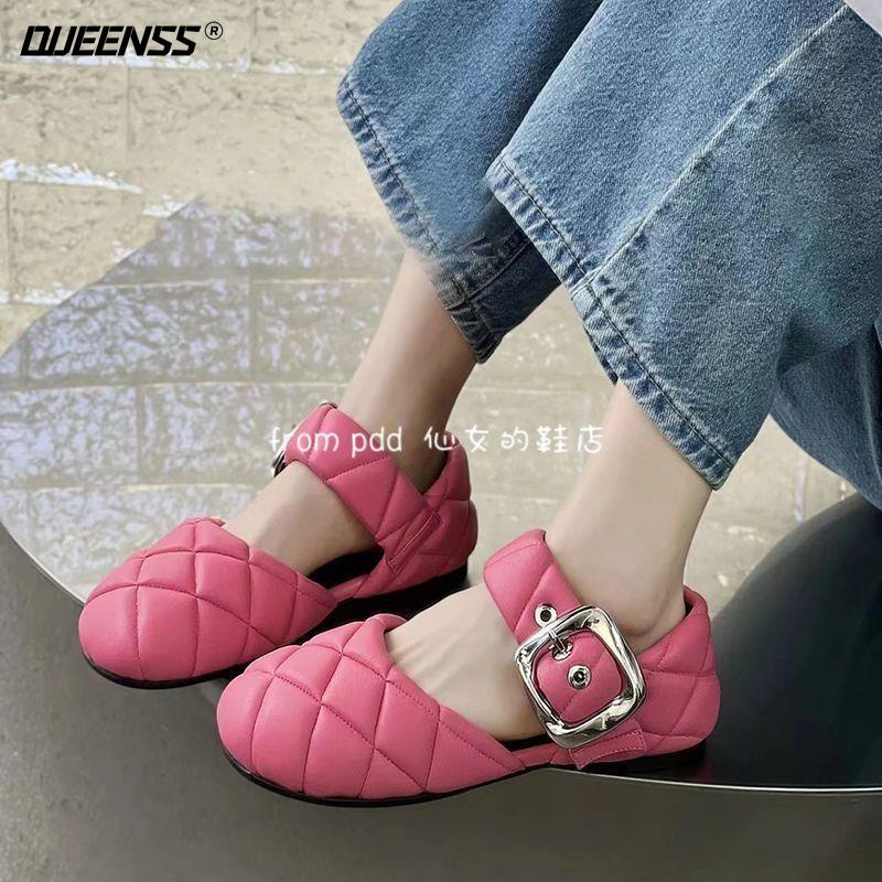 Giày Sandal Búp Bê Mary Jane Đầu To Viền Phẳng Phong Cách Mới Xuân Hè 2023