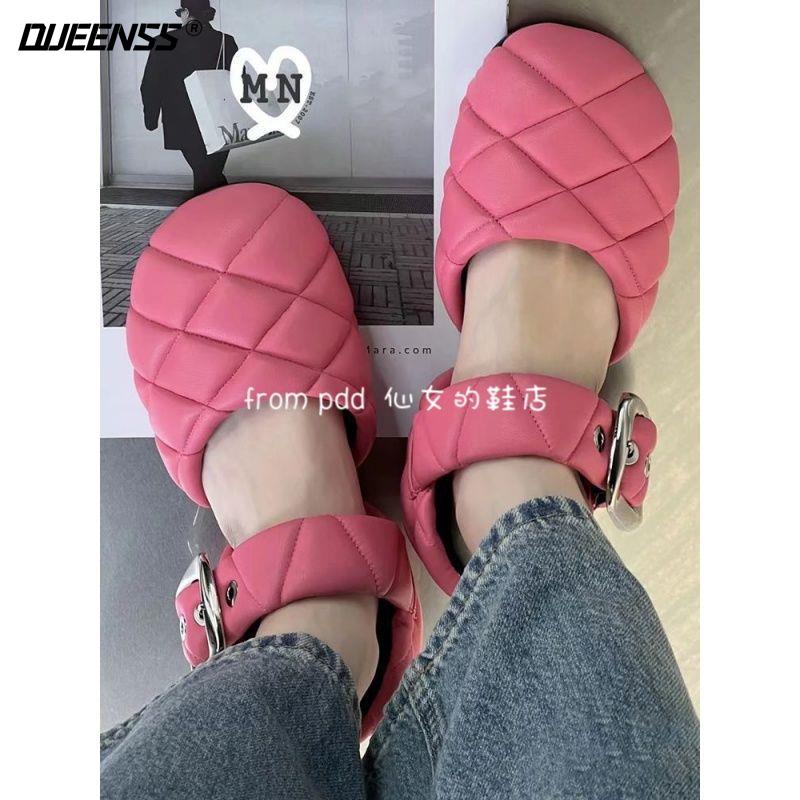 Giày Sandal Búp Bê Mary Jane Đầu To Viền Phẳng Phong Cách Mới Xuân Hè 2023