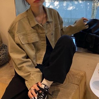 Áo khoác croptop jean bò, áo khoác jean vải kaki form thụng MA051