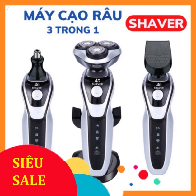 Máy cạo râu 3 in 1, Cắt tóc cạo râu tỉa lông mũi lưỡi cạo thông minh, Có cổng sạc